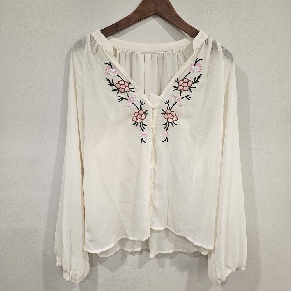 Boho Embroidered Blouse - Small - NWOT